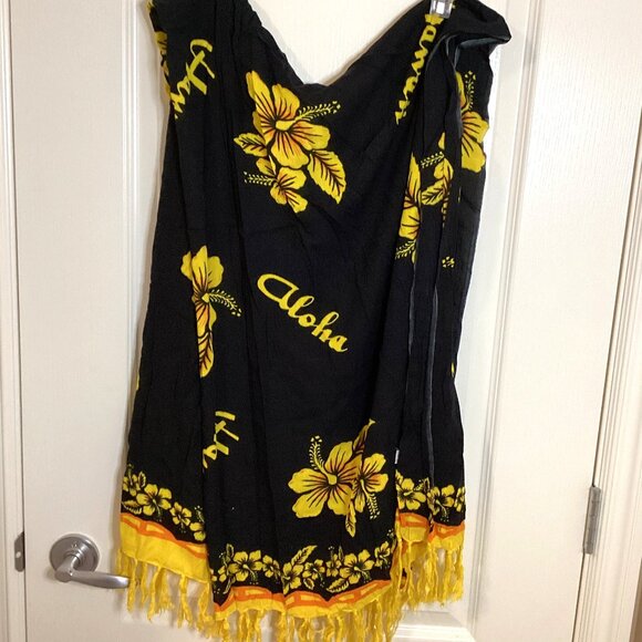 Women's Beach Coverup Wrap Sarong With Tassels Fringe Tropical Hawaii Vacation - Picture 4 of 7